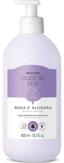 Loção Hidratante Corporal Cuide-se Bem Rosa e Algodão 400 ml