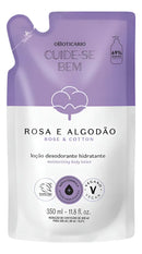 Refil Loção Hidratante Corporal Cuide-se Bem Rosa e Algodão 350 ml