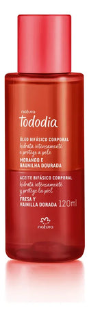 Óleo Bifásico Corporal Tododia Morango e Baunilha Dourada 120 ml